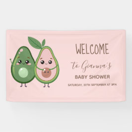 Holy Guacamole Roze Avocado Baby shower Spandoek