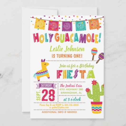 Holy Guacamole Verjaardag Fiesta Uitnodiging - Kin (Voorkant)