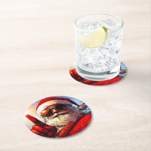 Holy Jolly Santa Divine Glow Ronde Kartonnen Onderzetter (Insitu)