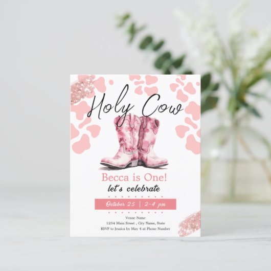 Holy Koe 1e Cowgirl laarzen Verjaardagsmeisje (Staand voorkant)