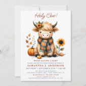 Holy Koe Autumn Highland Calf Herfst Baby shower Kaart (Voorkant)