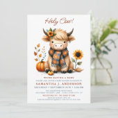 Holy Koe Autumn Highland Calf Herfst Baby shower Kaart (Staand voorkant)
