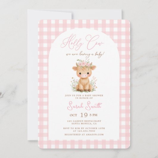 Holy Koe Baby shower Girl Kaart (Voorkant)