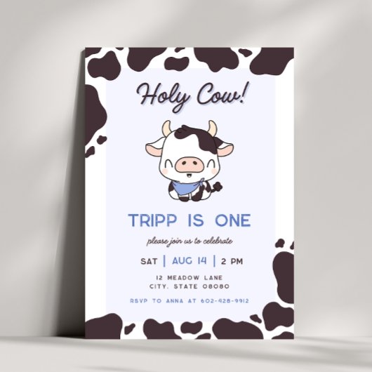 Holy Koe Blue Boy Verjaardagsuitnodiging Kaart