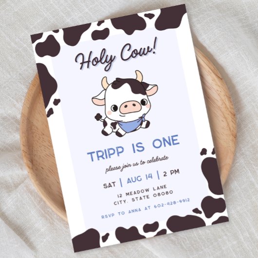 Holy Koe Blue Boy Verjaardagsuitnodiging Kaart