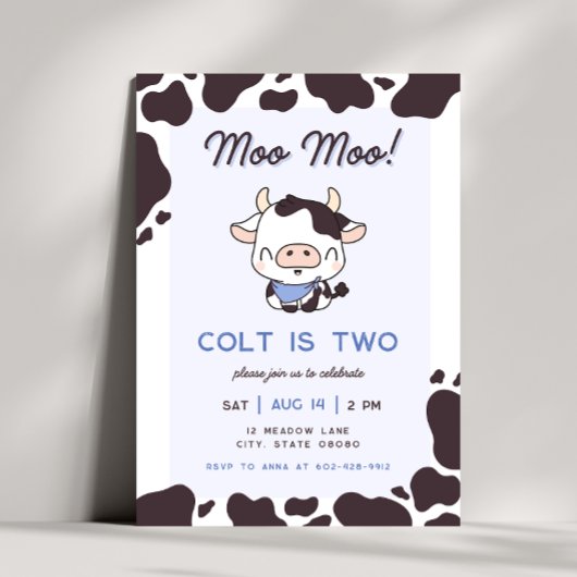 Holy Koe Blue Boy Verjaardagsuitnodiging Kaart