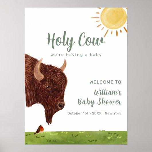 Holy Koe Boerderij Animal Baby shower Welkom Poster (Voorkant)