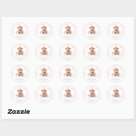 Holy Koe Boho Baby shower meisje Ronde Sticker (Vel)