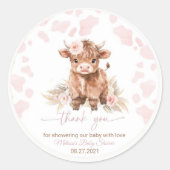 Holy Koe Boho Baby shower meisje Ronde Sticker (Voorkant)