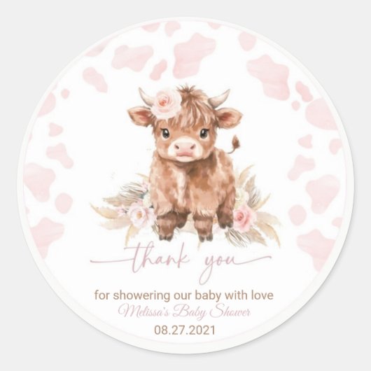 Holy Koe Boho Baby shower meisje Ronde Sticker (Voorkant)