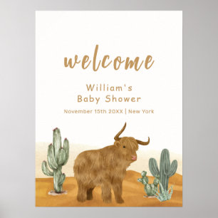 Holy Koe Boho Cactus Desert Baby shower Welkom Poster