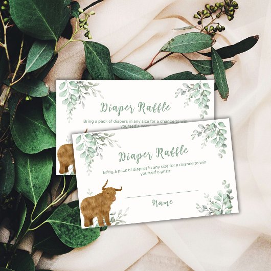 Holy Koe Boho Greenery Luier Raffle Baby shower Informatiekaartje