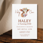 Holy Koe Brown Rustic Chic 1e Baby Verjaardag Kaart