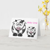 HOLY KOE Cartoon Pink Nose Koe Funny Birthday Kaart (Gele Bloem)