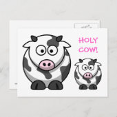 HOLY KOE Cartoon Roze Neus Koe Grappig Briefkaart (Voorkant / Achterkant)
