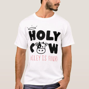 Holy Koe Custom Naam & Leeftijd Ouder Verjaardagsf T-shirt