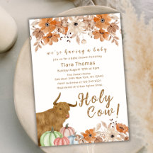 Holy Koe Floral Herfst Highland Koe Baby shower