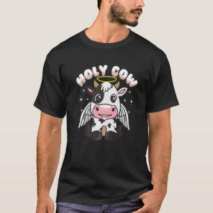 Holy Koe Halo Angel Wings Schattigee nieuwigheidsp T-shirt