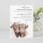 Holy Koe Highland bruidegom bruiloft Kaart (Staand voorkant)