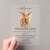 Holy Koe Highland Calf Baby shower Acryl Uitnodigingen (Insitu (Draagbaar))