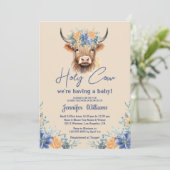 Holy koe Highland Calf baby shower Bloemen Kaart (Staand voorkant)