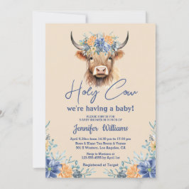 Holy koe Highland Calf baby shower Bloemen Kaart