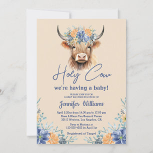 Holy koe Highland Calf baby shower Bloemen Kaart