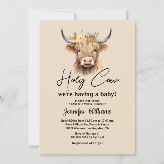 Holy koe Highland Calf baby shower Minimalist Kaart (Voorkant)