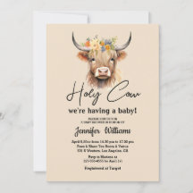 Holy koe Highland Calf baby shower Minimalist