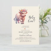 Holy Koe Highland Koe Baby shower Uitnodiging (Staand voorkant)