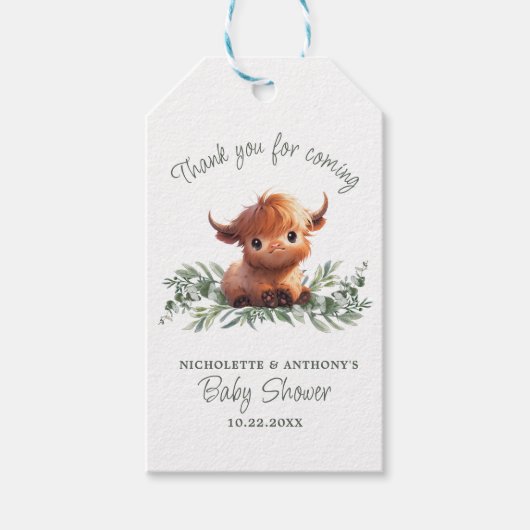 HOLY KOE HIGHLAND MODERN COUPLES BABY SHOWER CADEAULABEL (Voorkant)