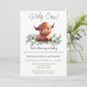 HOLY KOE HIGHLAND MODERN COUPLES BABY SHOWER KAART (Staand voorkant)