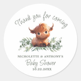 HOLY KOE HIGHLAND MODERN COUPLES BABY SHOWER RONDE STICKER