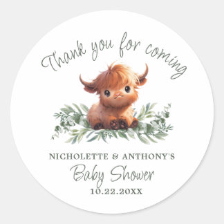 HOLY KOE HIGHLAND MODERN COUPLES BABY SHOWER RONDE STICKER