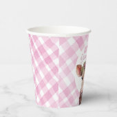 Holy Koe I'm One Pink Gingham Party Cups Papieren Bekers (Rechts)