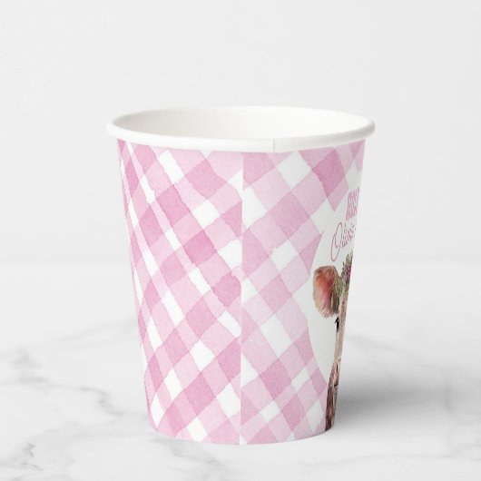 Holy Koe I'm One Pink Gingham Party Cups Papieren Bekers (Rechts)
