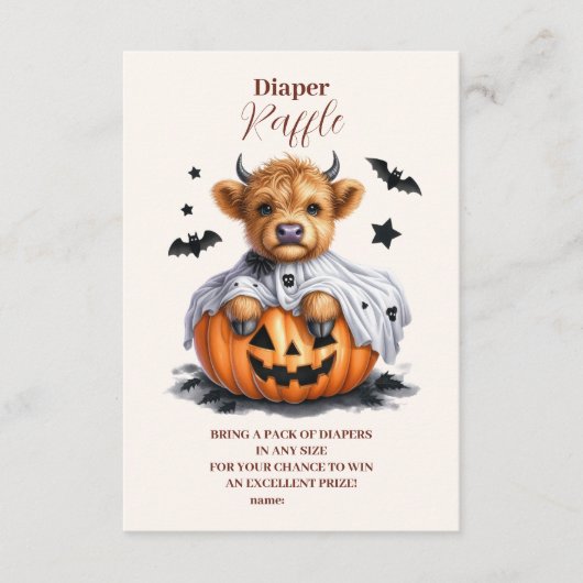 Holy Koe Little Boo Halloween Raffle Diapper Informatiekaartje (Voorkant)