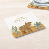 Holy Koe minimal Boho Cactus Desert Baby shower Kartonnen Onderzetters (Schuin)