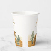 Holy Koe Minimal Boho Cactus Desert Baby shower Papieren Bekers (Links)