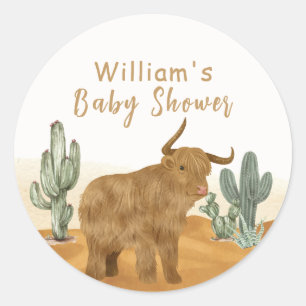 Holy Koe minimal Boho Cactus Desert Baby shower Ronde Sticker