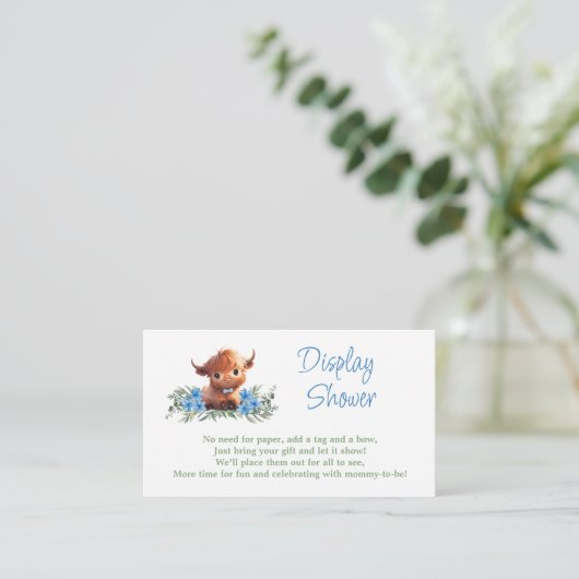 HOLY KOE MODERN BLAUW BABY SHOWER DISPLAY DOUCHE INFORMATIEKAARTJE (Staand voorkant)