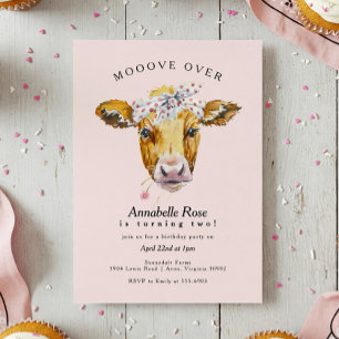 Holy Koe Moo Roze Boerderij Meisje Verjaardagsfees Kaart