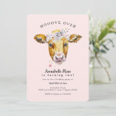 Holy Koe Moo Roze Boerderij Meisje Verjaardagsfees Kaart (Staand voorkant)