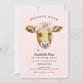 Holy Koe Moo Roze Boerderij Meisje Verjaardagsfees Kaart (Voorkant)