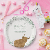 Holy Koe Rustic Boho Greenery Baby shower Papieren Bordje (Feest)