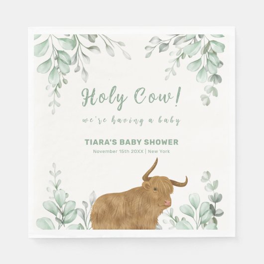 Holy Koe Rustic Boho Greenery Baby shower Servet (Voorkant)