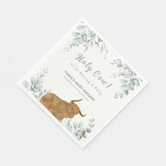 Holy Koe Rustic Boho Greenery Baby shower Servet (Hoek)