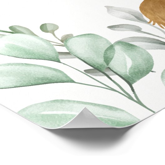 Holy Koe Rustic Boho Greenery Baby shower Welkom Poster (Hoek)