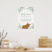 Holy Koe Rustic Boho Greenery Baby shower Welkom Poster (Keuken)