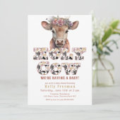 Holy Koe Rustic Cowgirl Baby shower Uitnodigen Kaart (Staand voorkant)